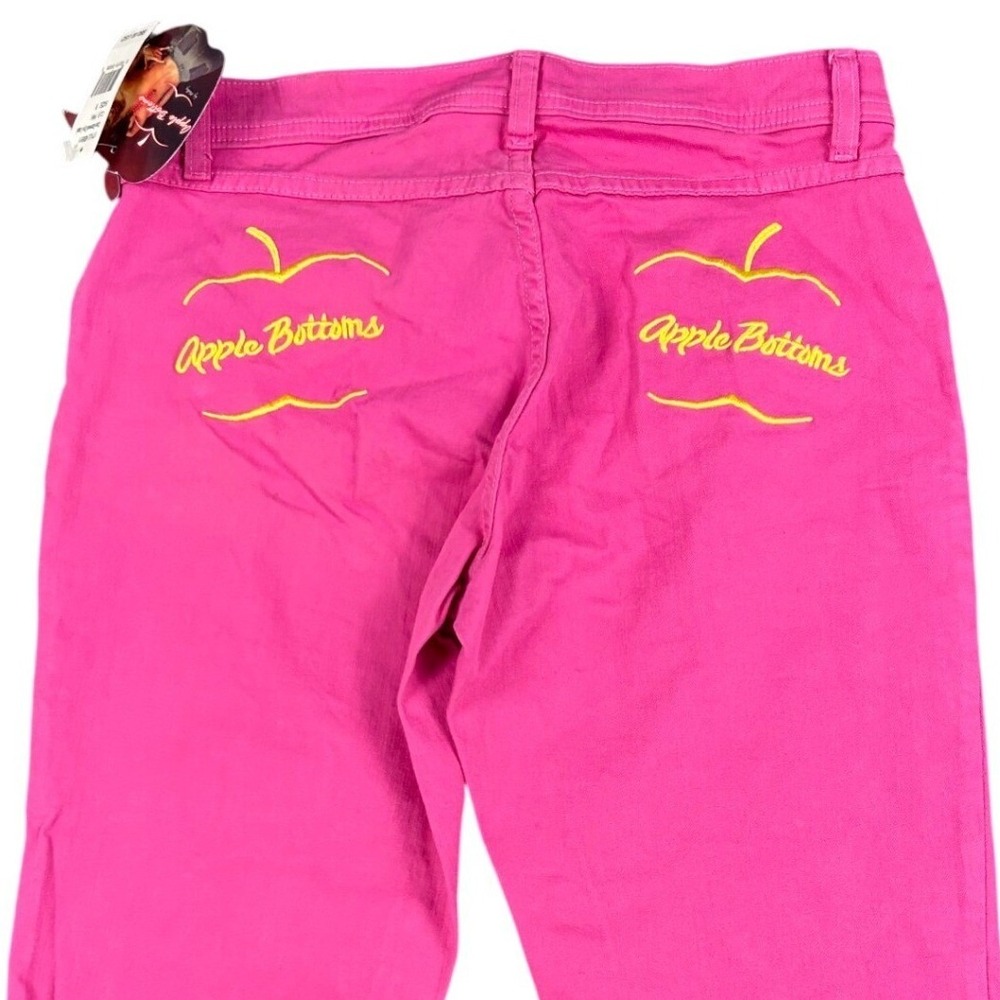 VTG Apple Bottoms Womens Size 8‎ Hot Pink Capri Pants Embroidered Cuffed Denim
